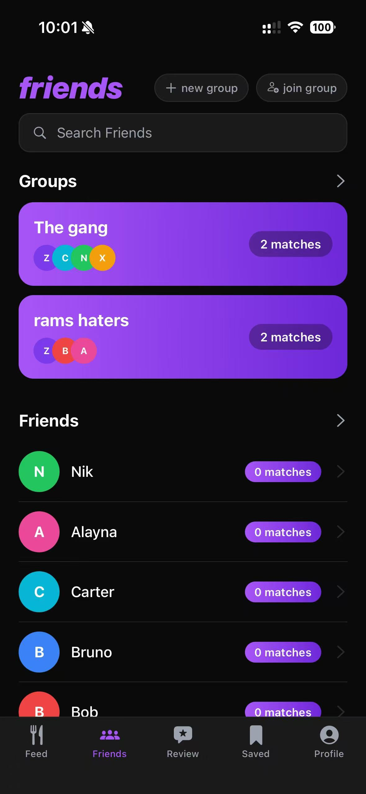 Arbi Groups screen showing active groups and invitation codes